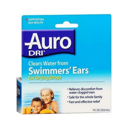 Auro-Dri Swimming Ears Drying Drops Clear Water Clogged Liquid, 1Oz, 5-Pack