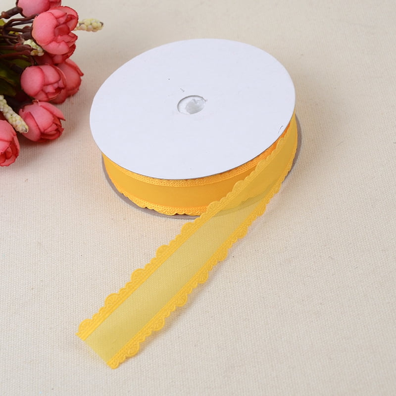 Long Ribbons Intrees Auroal 2 pieces of 0.98-inch wide and 20 yard long yellow transparent ...