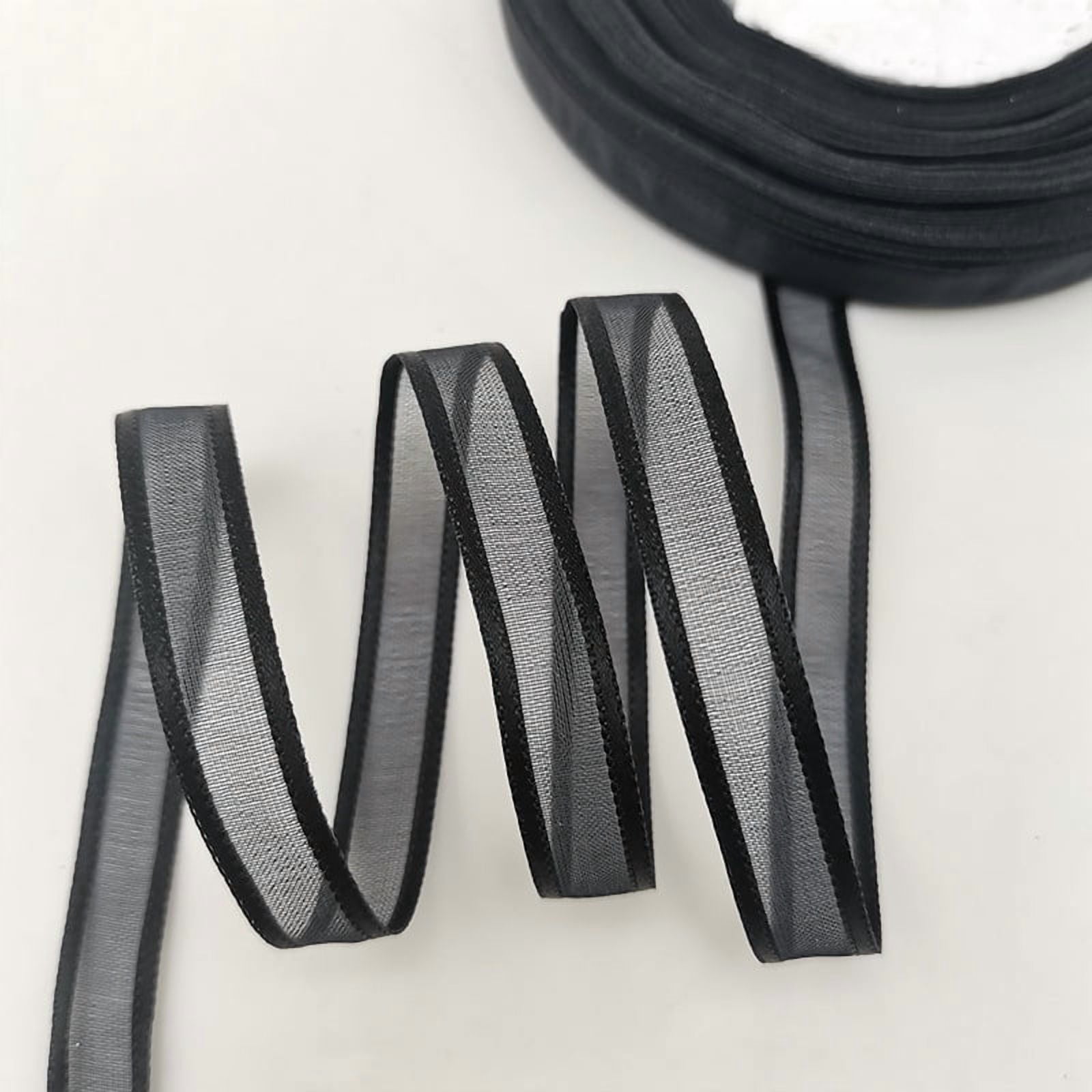 Auroal 2 rolls of black gift wrapping ribbon -0.39 inches wide fabric ...