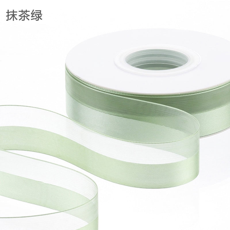 Auroal Light Green Translucent Half Ribbon -1 piece, 0.98 inches wide ...
