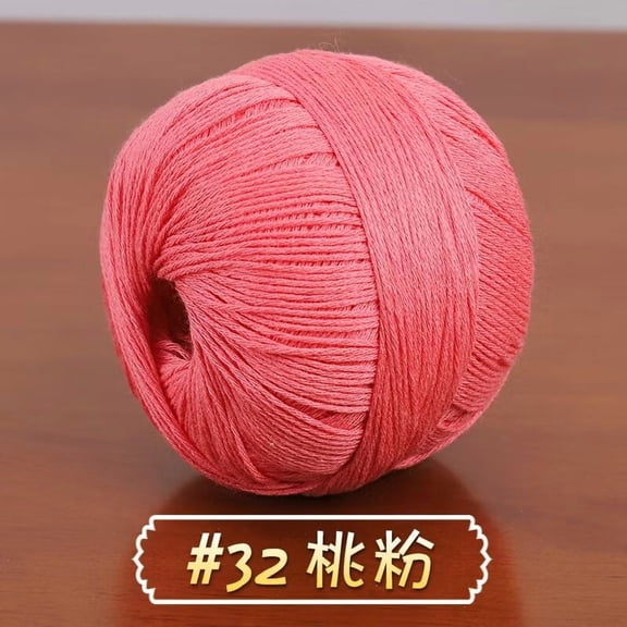 Auroal cotton yarn, 50g 1 roll peach pink lace thread for crochet, soft crochet thread for summer tops, perfect for crochet projects, lightweight lace thread perfect for handicrafts