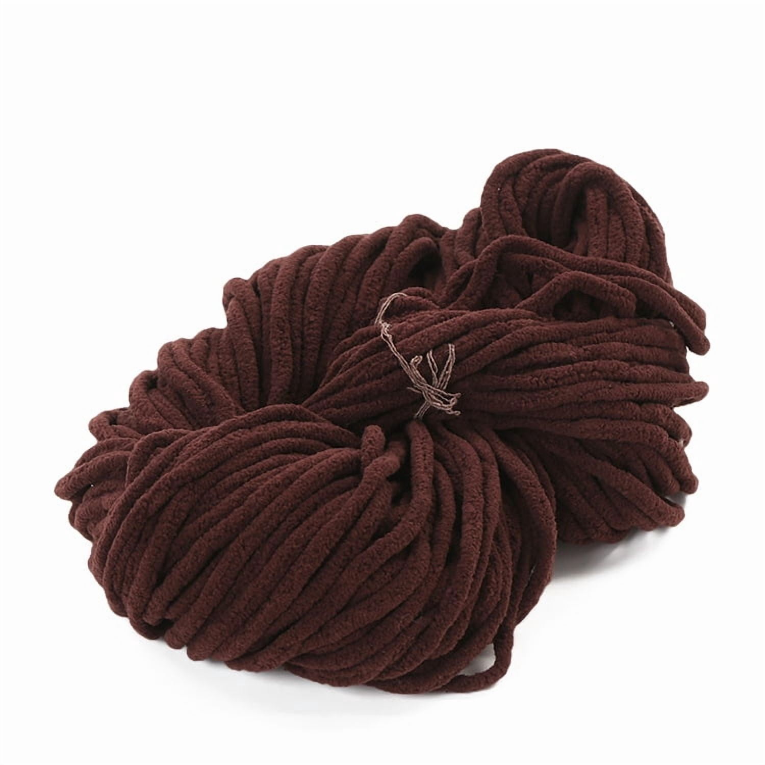 Auroal dark brown plush yarn, 2 strands (100g per strand) - soft ...
