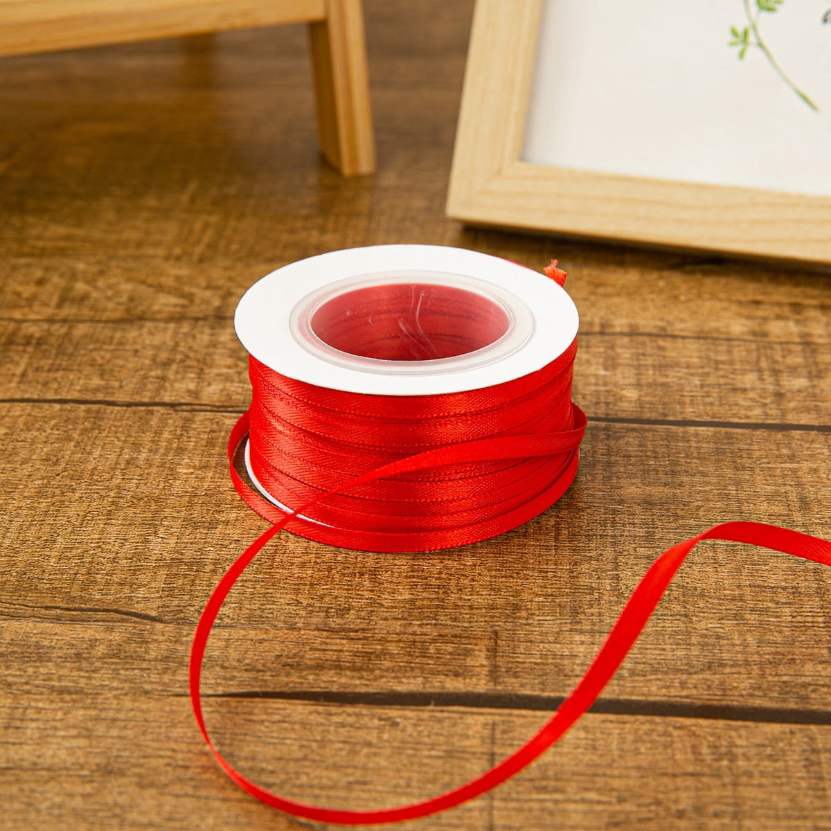 Small Micro Ribbons Auroal thin ribbon -2 pieces of red narrow ribbon spool, 0.12 inches ...