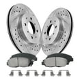 thumbnail image 1 of Aurogenix Brake Pads And Rotors Kit Front Compatible with 1996-2005 Honda Civic, 2010-2014 Insight, Automotive Replacement Brake Kits 3295 D465A-7573 Drilled And Slotted Rotors 262mm(10.3in), 1 of 10