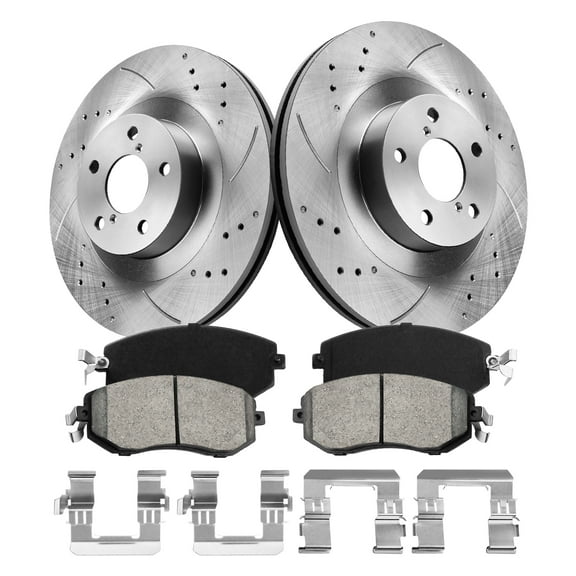 Aurogenix Front Brake Pads And Rotors Kit Compatible with 2010-2018 Subaru Forester, 2013-2014 Outback, Automotive Replacement Brake Kits 31407 D1539-7880 Drilled And Slotted Rotors 293.4mm(11.6in)