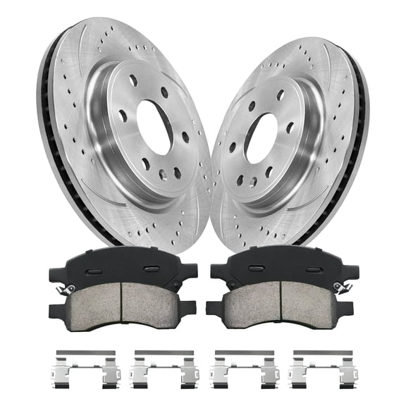 Aurogenix Front Brake Pads and Rotors Kit Front Compatible with Chevy Traverse 2009-2017, 2007-2016 GMC Acadia, 55150 D1169A-8410 Brakes and Rotors Anti-rust Oil Protected (12.8in)