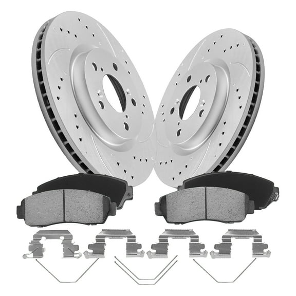 Aurogenix Brake Pads and Rotors Kit Front,Compatible with Honda Odyssey 2011-2014, Drilled Slotted Rotors Kit Geomet Coated, 31538 D1521-7994, Drilled/Slotted Brake Rotors, 319.8mm(12.6in),