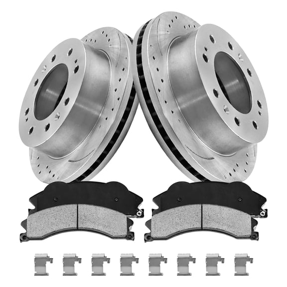 Aurogenix - Front Brake Kit for 2011 - 2019 Chevy GMC Silverado Sierra 2500 3500 HD Disc Brake Rotors Ceramic Brakes Pads 2012 2013 2014 2015 2016 20174 2018 Replacement:13.98" Rotor
