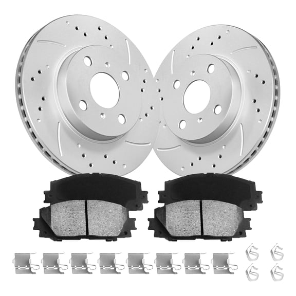 Aurogenix Front Brake Kit, Compatible with 2007-2018 Toyota Yaris, 2012-2019 Toyota Prius C, 2013 Scion iQ| Geomet Coated, D1184-8301 & 31439, Front Brake Rotors, Brake Rotors Brake Pads, 255mm(10in)