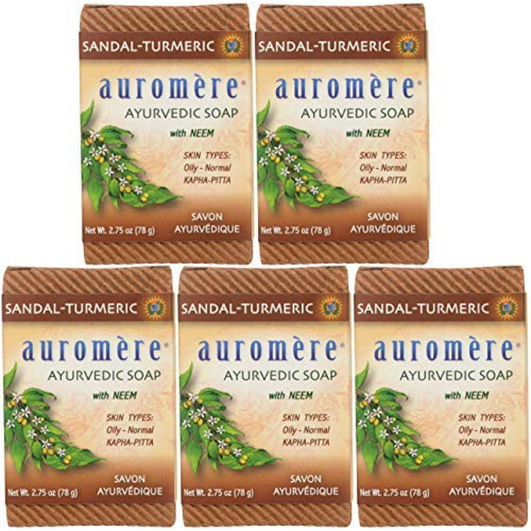 Auromere Ayurvedic Bar Soap Sandal Turmeric - Eco Friendly Handmade Vegan Cruelty Free Natural Non GMO (2.75 oz) 1 pack Auromere Ayurvedic Bar Soap Sandal Turmeric - Eco Friendly Handmade Vegan Cruelty Free Natural Non GMO (2.75 oz) 1 pack