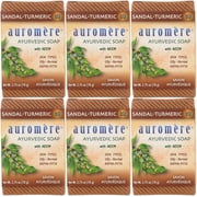 Auromere Ayurvedic Bar Soap, Sandal Turmeric - Eco Friendly, Handmade, Vegan, Cruelty Free, Natural, Non GMO 2.75 oz, 6 pack