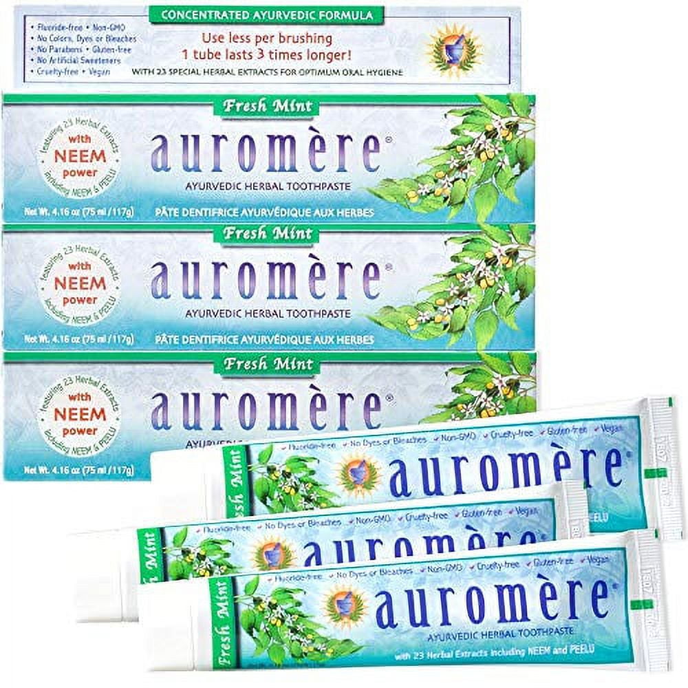 Auromere Ayurvedic Herbal Toothpaste, Fresh Mint Vegan, Natural, Non