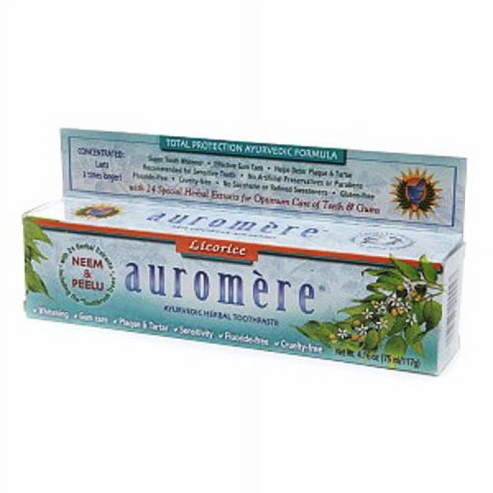 Auromere Ayurvedic Herbal Toothpaste Original Licorice, 4.16 Oz, 3 Pack