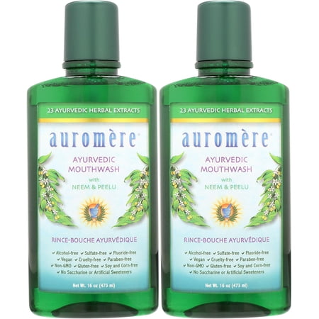 Ayurvedic Mouthwash by Auromere - Fluoride-Free, Alcohol-Free 16oz Pack of 2