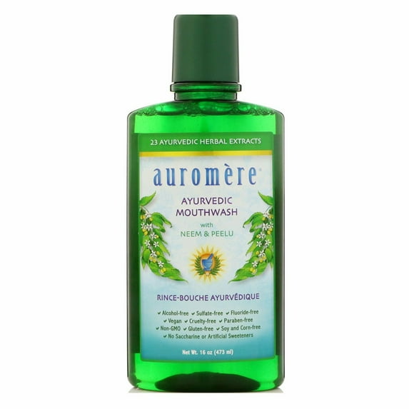 Auromere Ayurvedic Mouthwash w/ Neem & Peelu, Fluoride Free, 16oz, 2-Pack