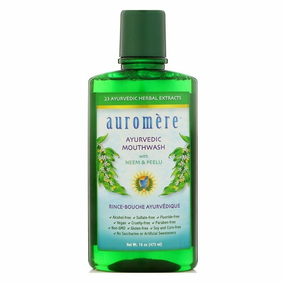Auromere Ayurvedic Mouthwash w/ Neem & Peelu, Fluoride Free, 16oz, 2-Pack