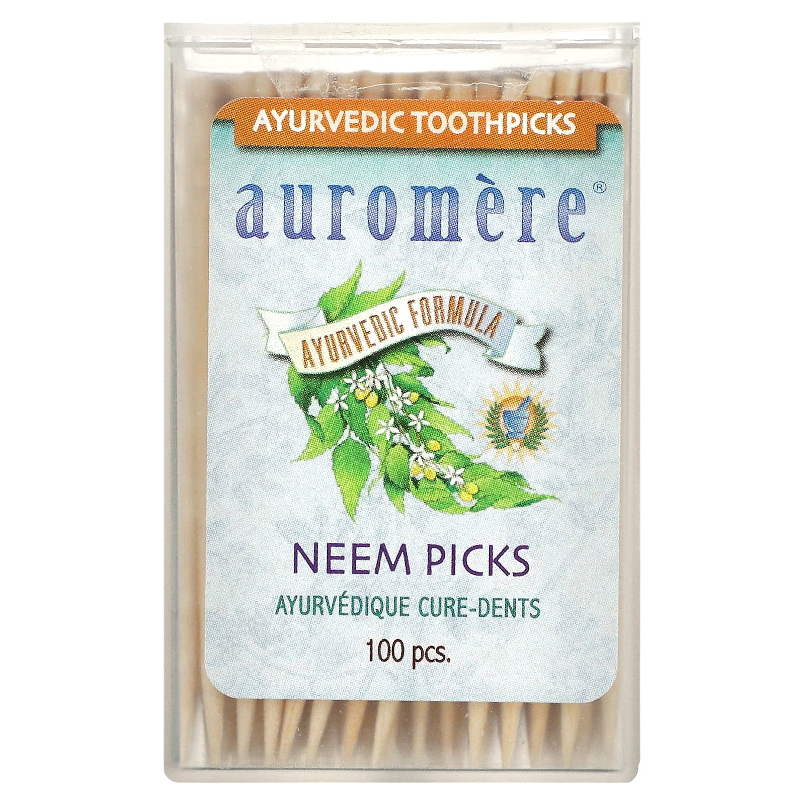 Auromere Ayuvedic Formula Neem Toothpicks, 100 Ct