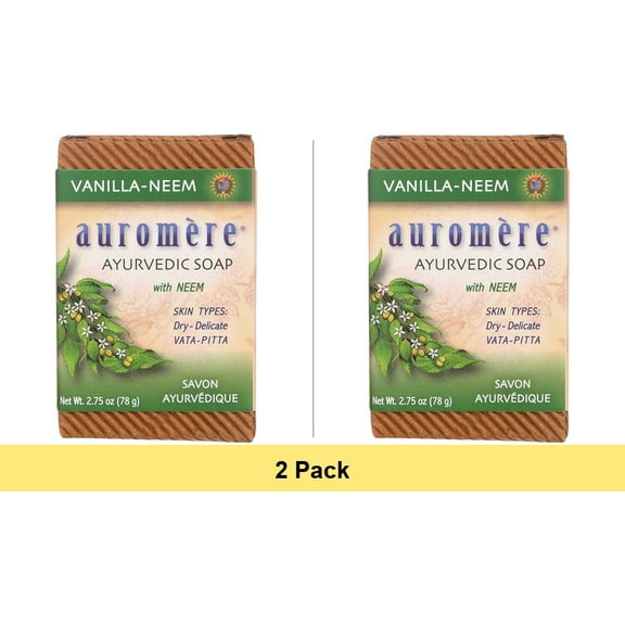 Auromere Bar Soap Ayurvedic Vanilla Neem 2.75 oz - 2 Pack