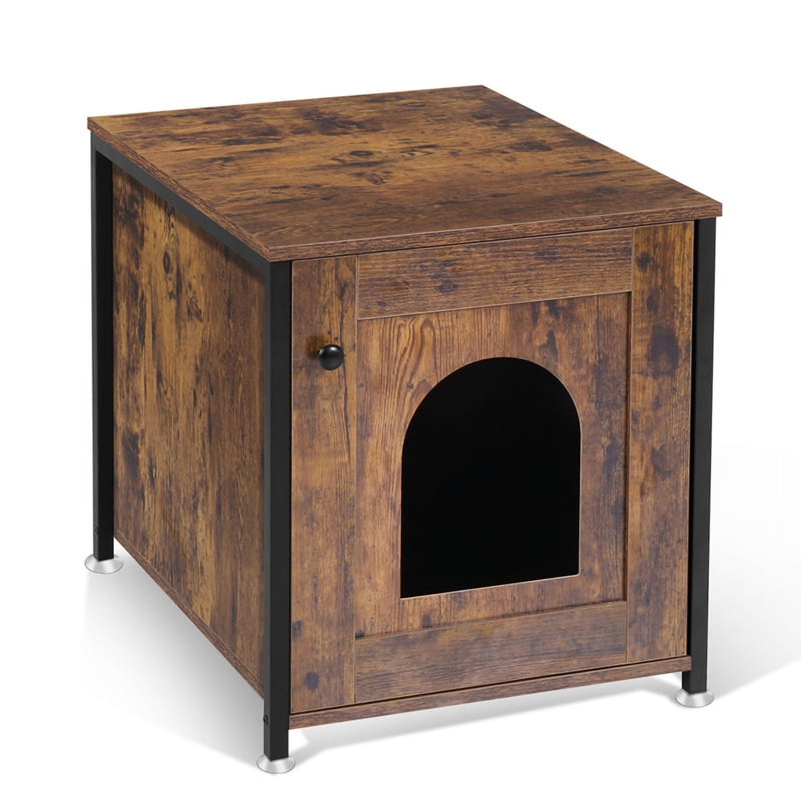 Auromie Litter Box Enclosure, Hidden Washroom Furniture with Door