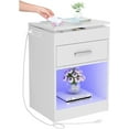 thumbnail image 1 of Auromie Set of 2 Nightstand with Charging Station and LED Lights, Bedside Table with Hidden Compartment for Valuables Storage, Concealment Furniture with Lock Cabinet and Power Outlets… (Whie- 2pcs), 1 of 8