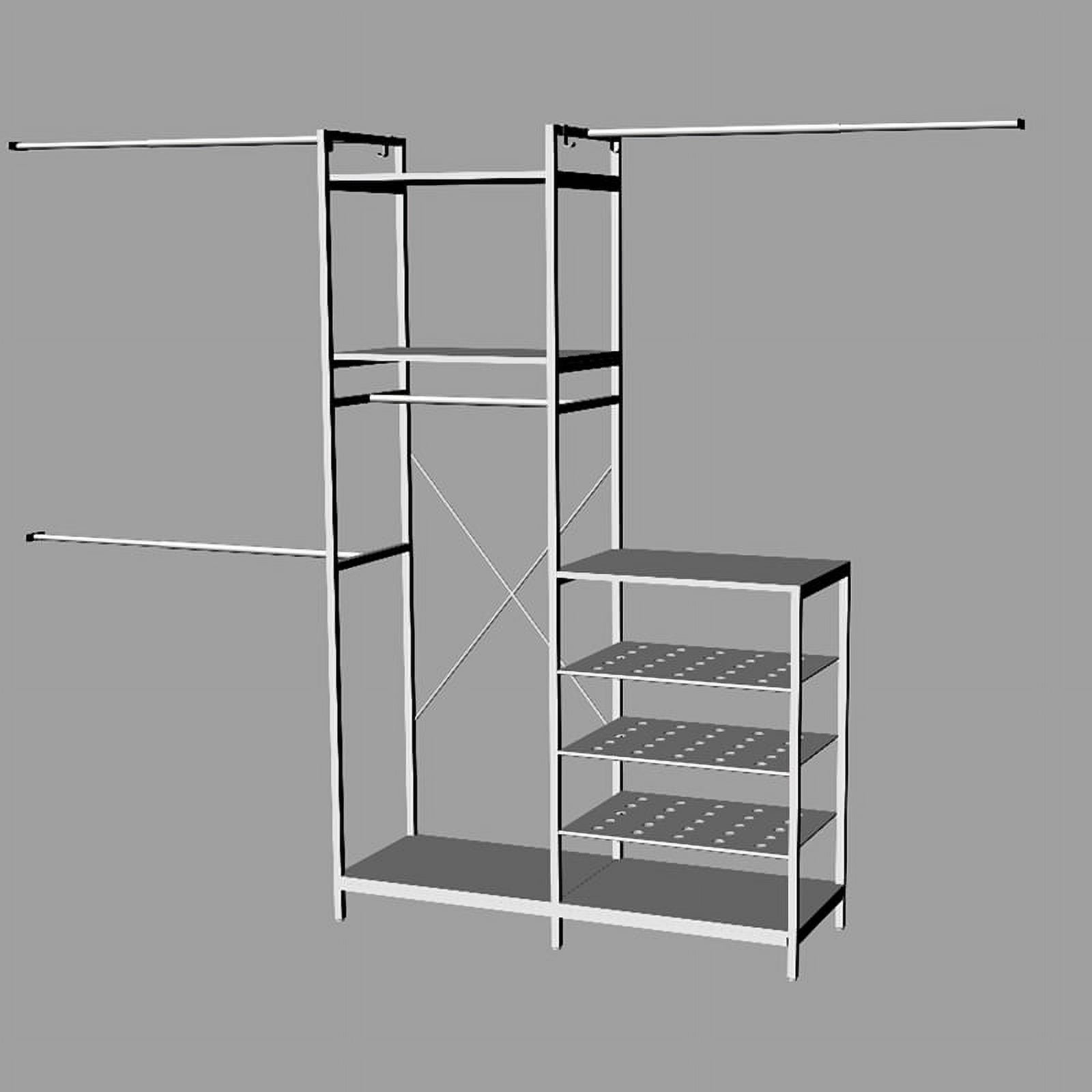 Auromie Walk in Closet Organizer System Kit with 3 Expandable Hanging Rods, 8 Storage Shelves
