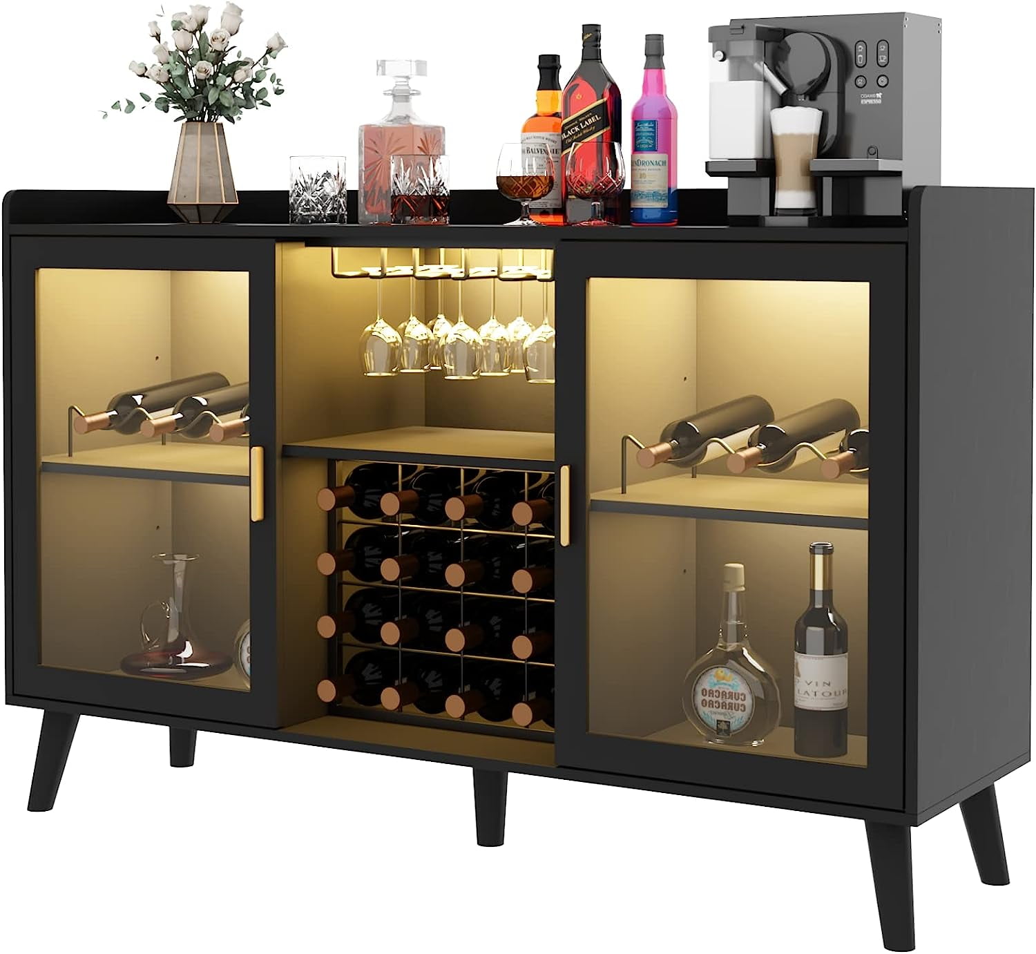 Auromie Wine Bar with Led Light, Home Coffee with Wine