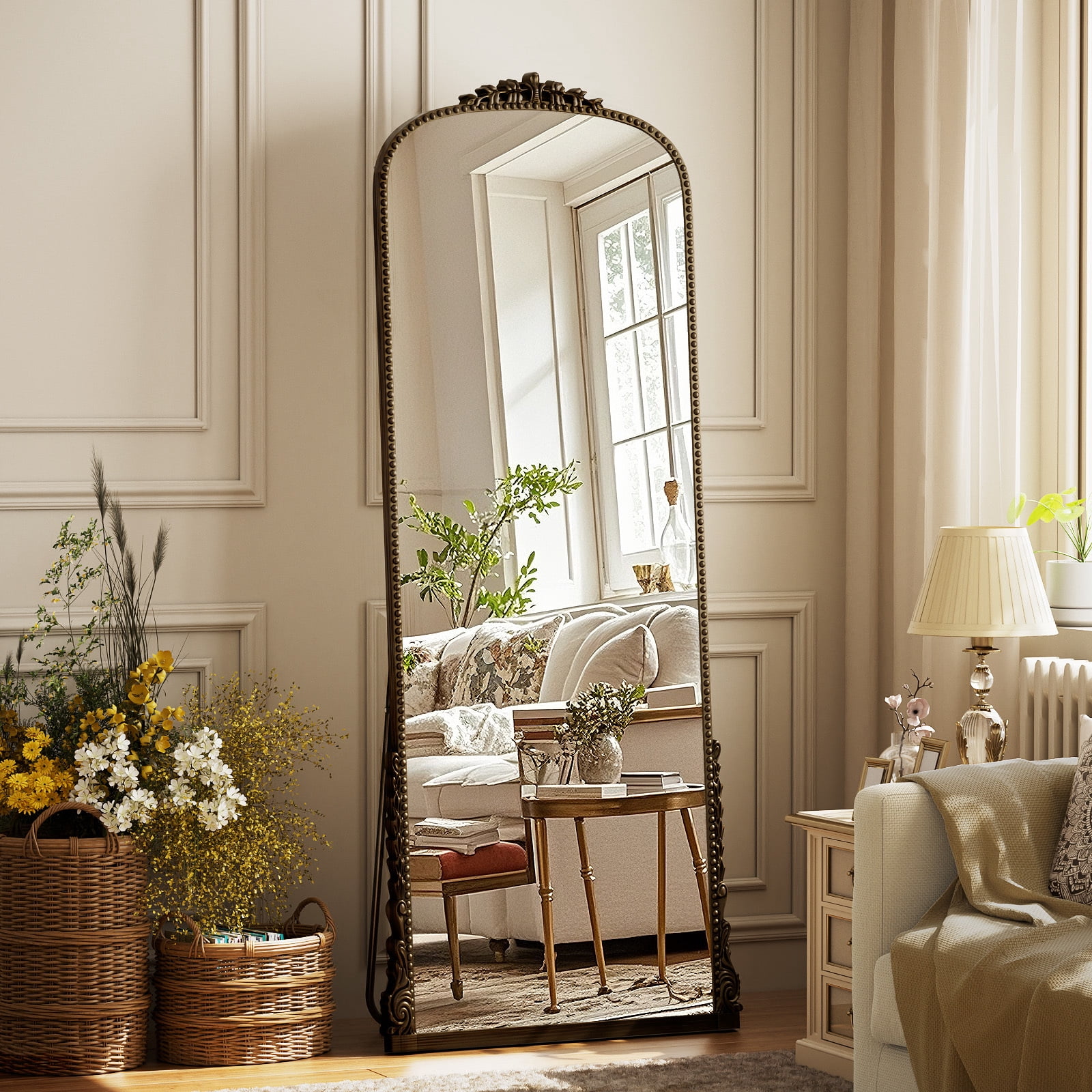 ‌Auromir‌ 28"x69" Antique Full Length Arched Mirror Traditional Baroque Floor Vintage Mirror,Antique Bronze