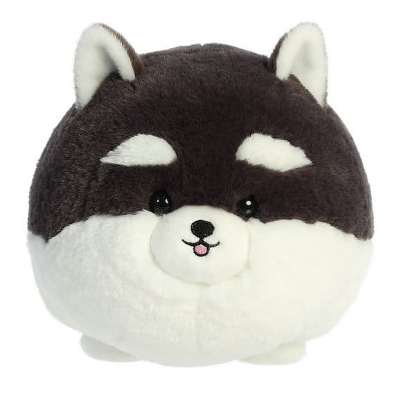Aurora 10 in. Playful Teddy Pets Pom Unique Design Endless Play Stuffed Animal Plush Toy, Black & White