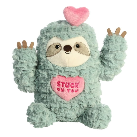 Aurora 10 in. Witty JUST Sayin Stuck On You Sloth Expressive Characters Quirky Gift Ideas Stuffed Animal Toy, Green