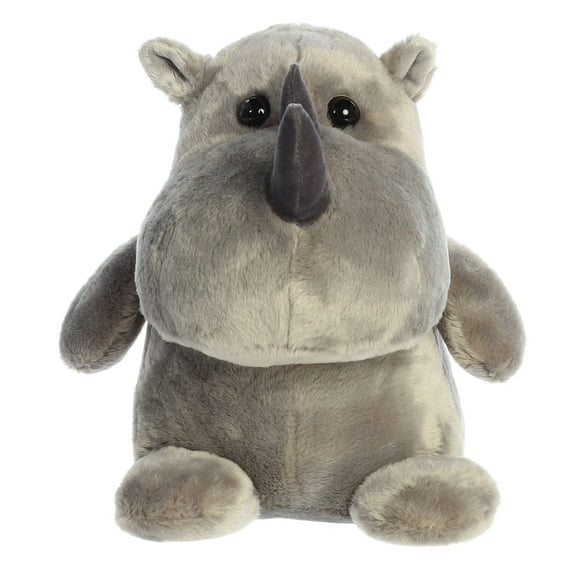 Aurora - Medium Gray Happy Hippo and Friends - 11" Happy Rhino - Whimsical Stuffed Animal