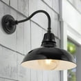 thumbnail image 1 of JONATHAN Y Aurora 12.25" 1-Light Farmhouse Industrial Indoor/Outdoor Iron LED Gooseneck Arm Outdoor Sconce, Black, 1 of 7