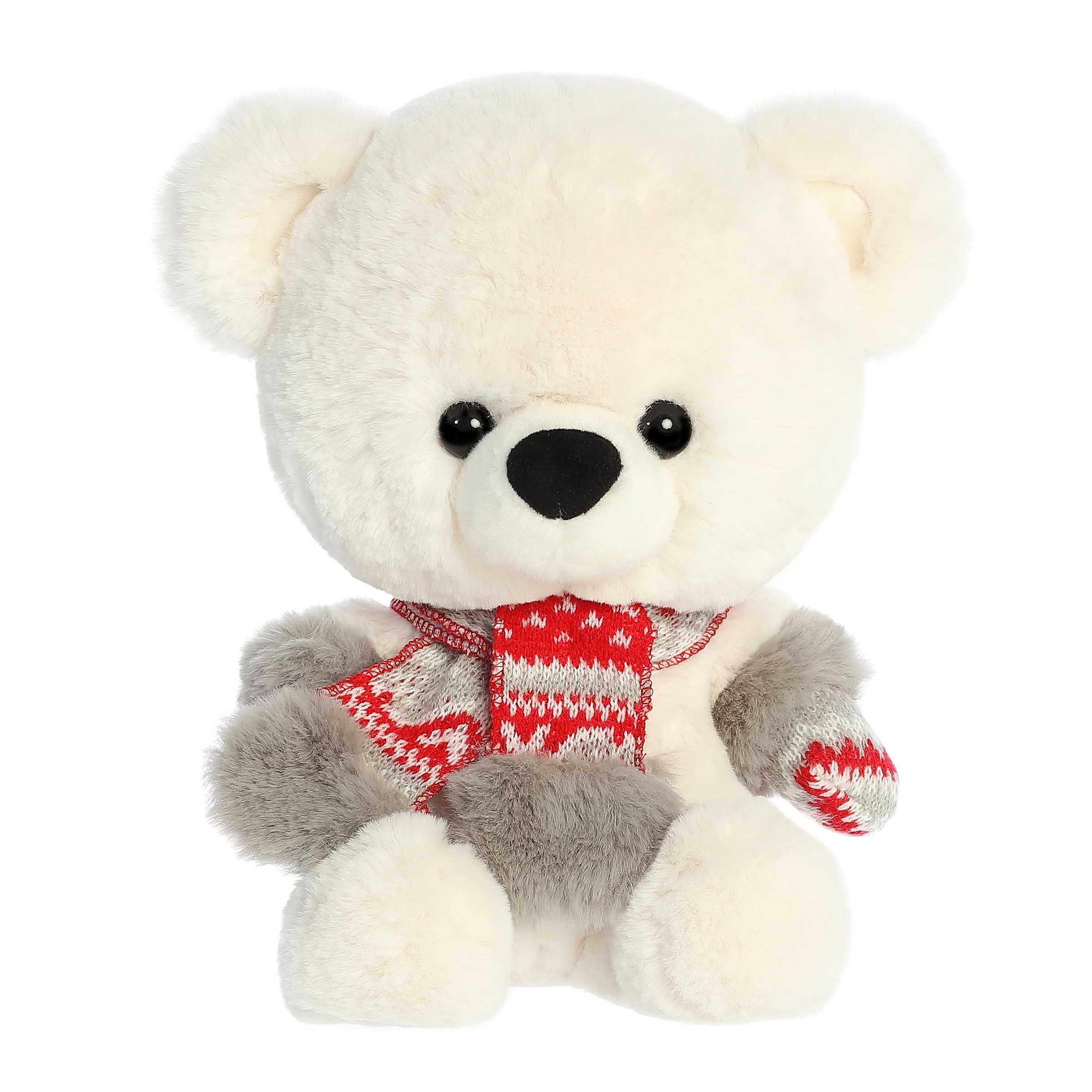 Large White Holiday Teddy Bear with Scarf and Mittens