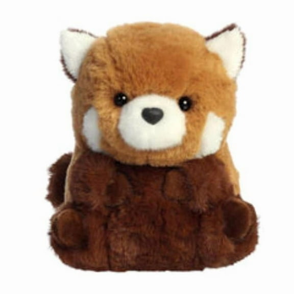 Aurora 16978 5 in. Round Rolly Pet AKI Red Panda Adorable Companions On-The-Go Fun Stuffed Animal Toy, Brown