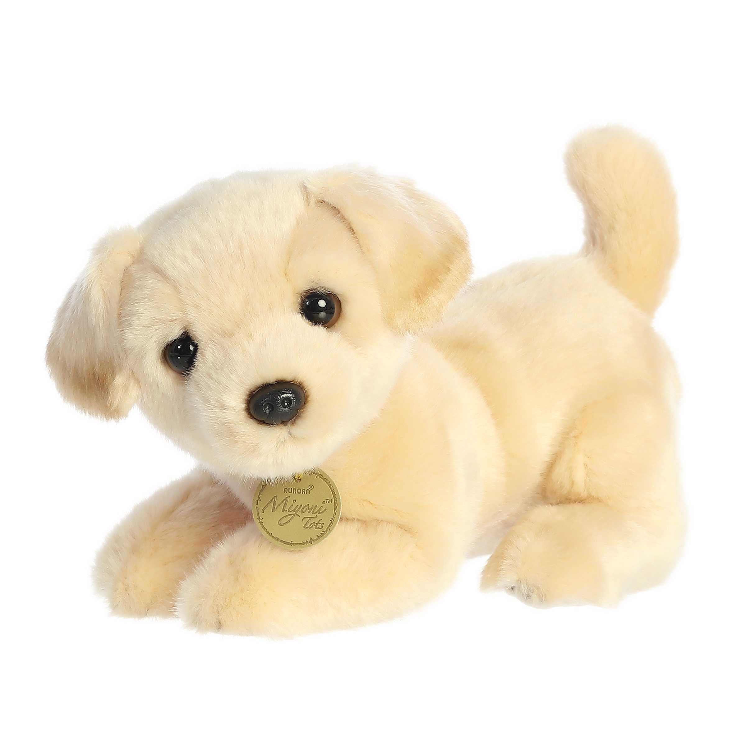 Aurora 9" Yellow Lab Pup Plush Toy with Golden Fur