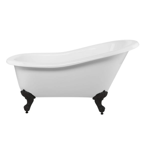 Aurora 54 Inch Acrylic Slipper Clawfoot Tub - No Faucet Drillings - Imperial Ball & Claw Feet