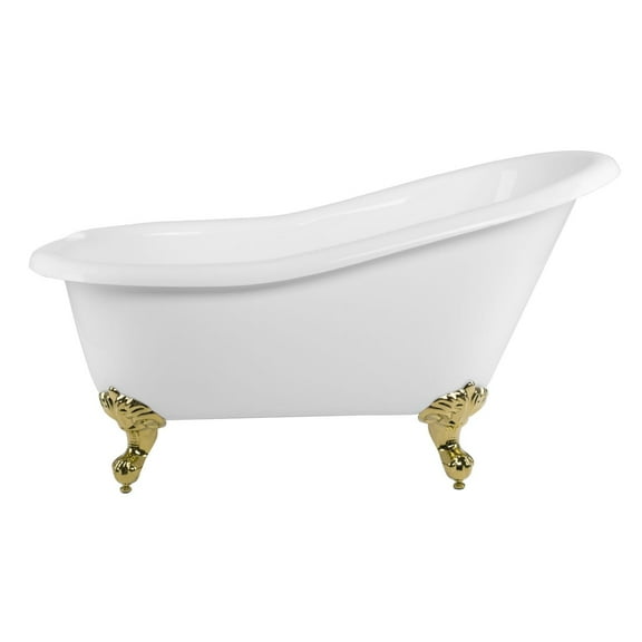 Aurora 57 Inch Acrylic Slipper Clawfoot Tub - Rim Faucet Drillings - Imperial Ball & Claw Feet