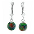 thumbnail image 1 of Aurora: 6mm Black Synthetic Opal Ball Lever Back Earrings 14K White Gold, 1 of 3