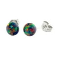 thumbnail image 1 of Aurora: 6mm Black Synthetic Opal Ball Stud Post Earrings 14K White Gold, 1 of 3