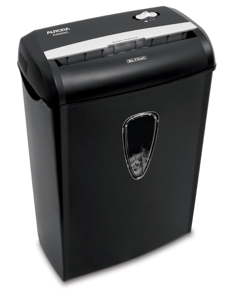 Aurora 8-Sheet Cross-Cut Paper Shredder, Black, New