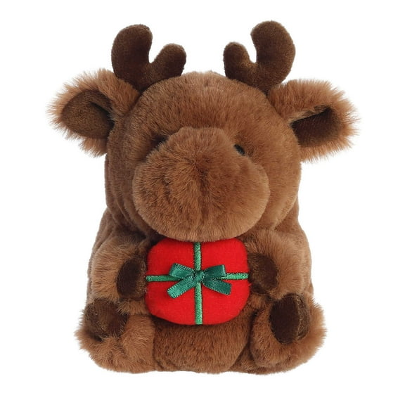 Aurora - Small Brown Rolly Pet - 5.5" Monty Moose - Festive Stuffed Animal
