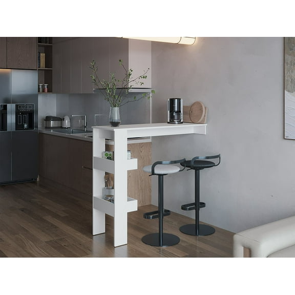 Aurora Bar Table with Storage Shelf, Modern Design for Home Bar, Kitchen or Dining Room