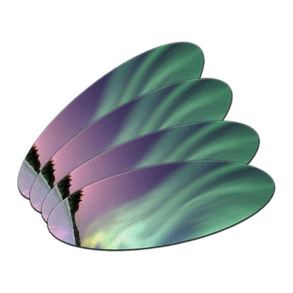 Aurora Borealis Alaska Sky Double-Sided Oval Nail File Emery Board Set 4 Pack