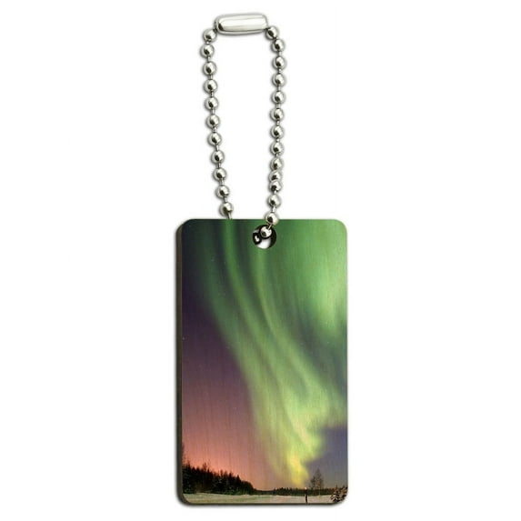 Aurora Borealis Alaska Sky Wood Rectangle Key Chain