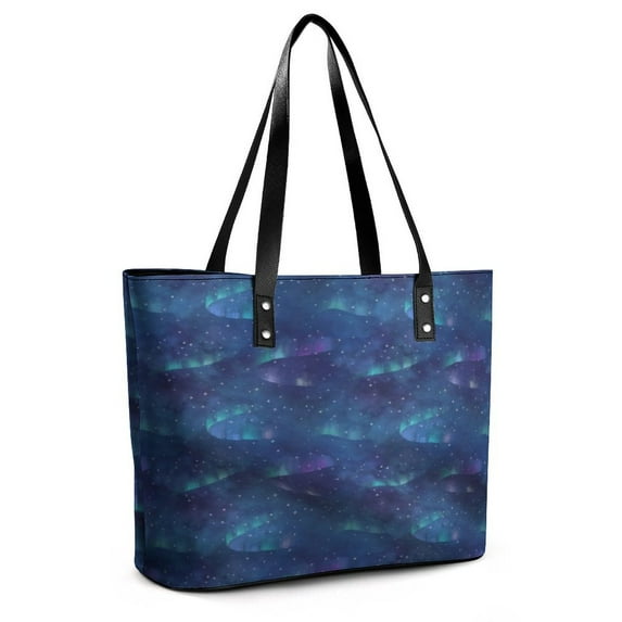 Aurora Borealis Art Woman Leather Handbags Large Tote Bag Fashion Portable Handbags With Zipper