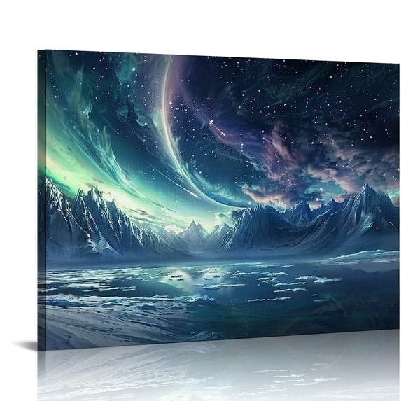 Aurora Borealis Canvas Wall Art Printmaking Painting Living Room Children's Room Bedroom Office Wall Decoration Landscape Photo Frame Decoration Hanging Canvas Painting