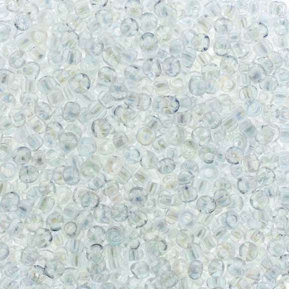 Aurora Borealis Clear Seed Beads: Size 8, 24 grams