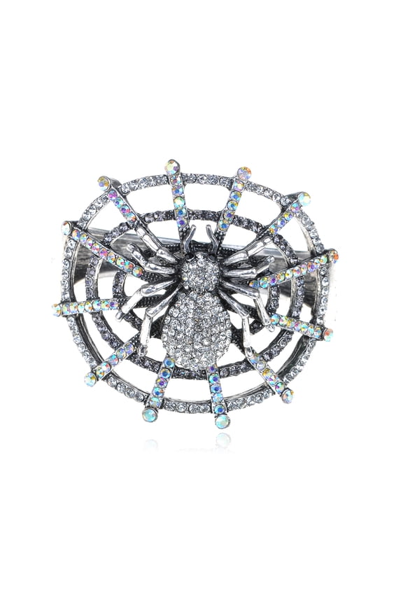 Aurora Borealis Crystal Rhinestone Web Spider Insect Bug Bangle Bracelet