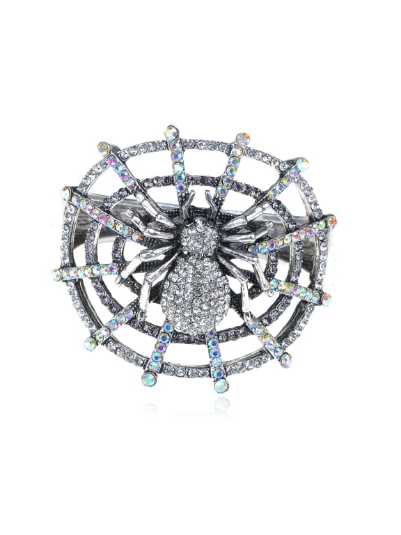Aurora Borealis Crystal Rhinestone Web Spider Insect Bug Bangle Bracelet