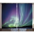 thumbnail image 1 of Ambesonne Aurora Borealis Curtains 2 Panel Set, Solar Sky Stars, 108" x 63", Dark Blue Mint Green, 1 of 3