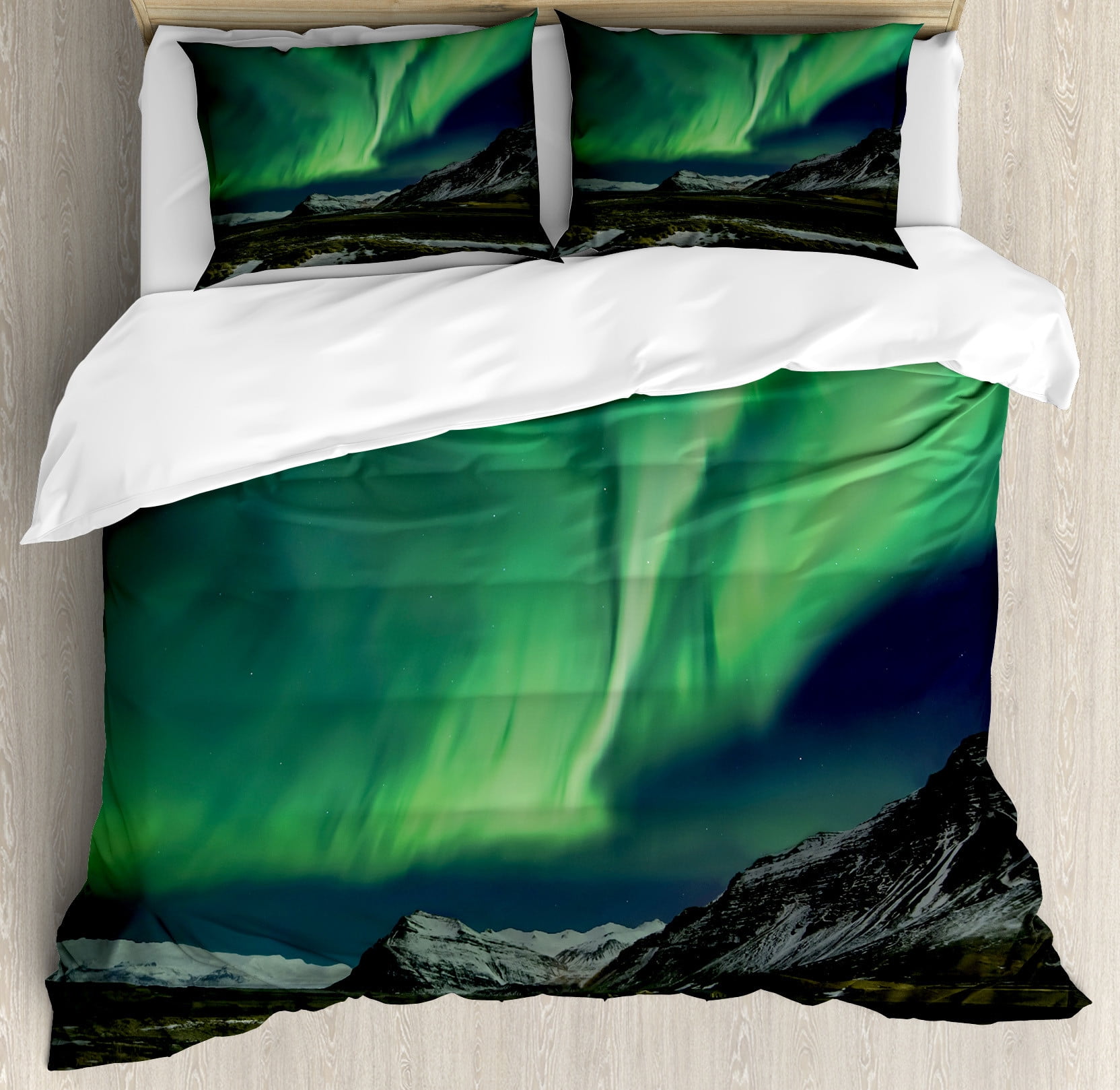 Aurora Borealis King Duvet Cover Set with Pillow Shams